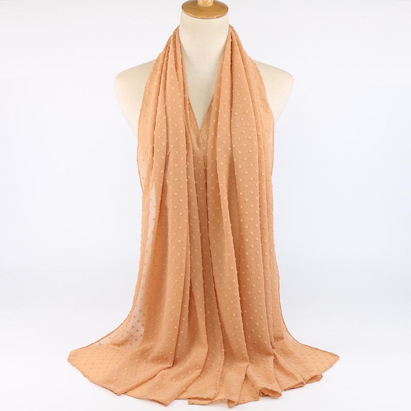 Hot Sale Autumn and Winter Fur Ball Thickened Chiffon Scarf Monochrome Muslim Female Scarf Shawl