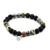 Stones and Minerals. Dalmatian Jasper + Unakite + Hematite + Lava 8 Mm Beaded Bracelet. Made In France.