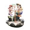 Waterfall Incense Burner Faux Crystal Stone Lucky Tree Resin Ornament Handicraft Incense Cone Holder for Room Home Zen Decoration Meditation