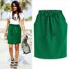 New Spring Summer Elegant Midi Skirts Womens Office Pencil Skirt Cotton Elastic Waist Package Hip Skirt Bow Skirt Green