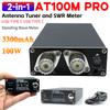AT100M Pro Antenna Tuner 1.8mhz-30mhz Standing Wave Meter Mini Automatic Antenna Tuner Support Morse Code Exerciser for HF Radio