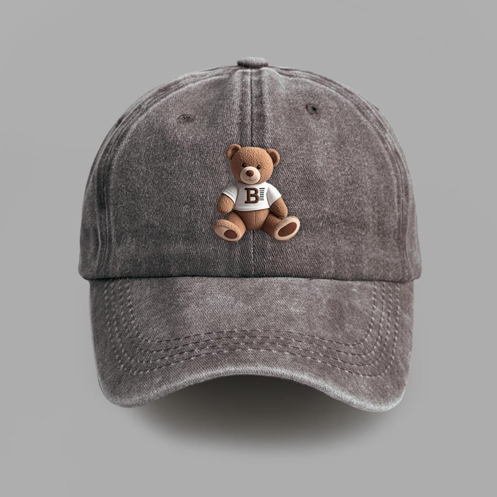 Милая бейсболка с горячим тиснением медведя, мужская и женская, в университетском стиле, солнцезащитная шляпа, универсальная кепка для пары, тренд