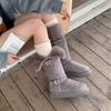 New autumn and winter tall belt buckle, thin thick-soled warm snow women's boots, but two women's boots