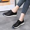 Women Platform Loafers Black Casual Leather Elevator Shoes Thick Sole Height Increase White Sneakers