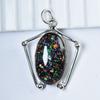 925 Sterling Silver Pendant 28.75 Ct Sparking Black Opal Beautiful Pendant