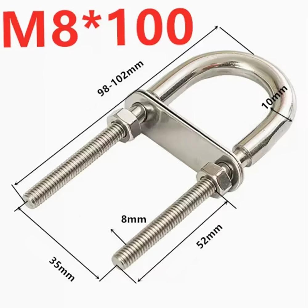 1Pcs Bow Stern Marine U-bolt Metal Screw Pads Boat Hardware with Nut 304 Stainless Steel Eye Rope Rigging Yacht Accessories