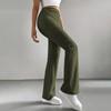 Women Pants High Waist Solid Color Ribbed Casual Trousers Slim Fit Spring