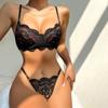 New Fashion Sling Lace Sexy Lingerie Sets Transparent Floral Mesh Underwear Set