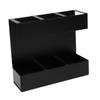 Straw Organizer 3 Compartment Iron Straw Chopstick Storage Kitchen Utensil Holder with Bottom Drain for Countertop Cabinet Black