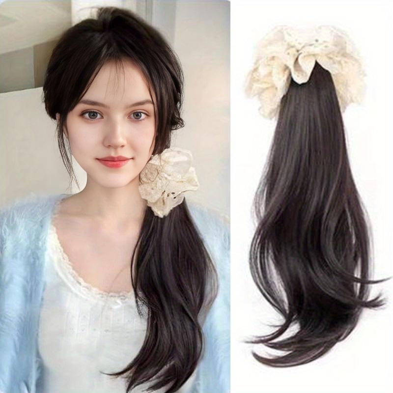 Захватывающий зажим, слегка завитый сбоку парик с конским хвостом, коса с низкой завязкой, парик с конским хвостом, натуральный и простой в обращении.