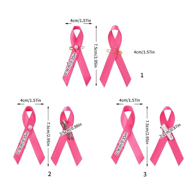 Набор из 200 брошей-булавок с лентами, красивые дизайны, розовая лента, эмалевая булавка, значки для информирования о здоровье и осведомленности о раке молочной железы