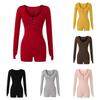 Sexy Slim Fit Cotton Blend Long Sleeve T Shirt With Button U Neck For Spring