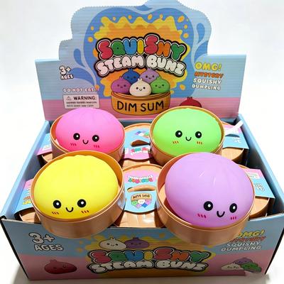 Игрушки для снятия стресса Гигантская пельмешка Сквиши, Мягкая сжимаемая игрушка для взрослых и детей, Милое лицо с улыбкой, Игрушка-антистресс с коробкой для хранения