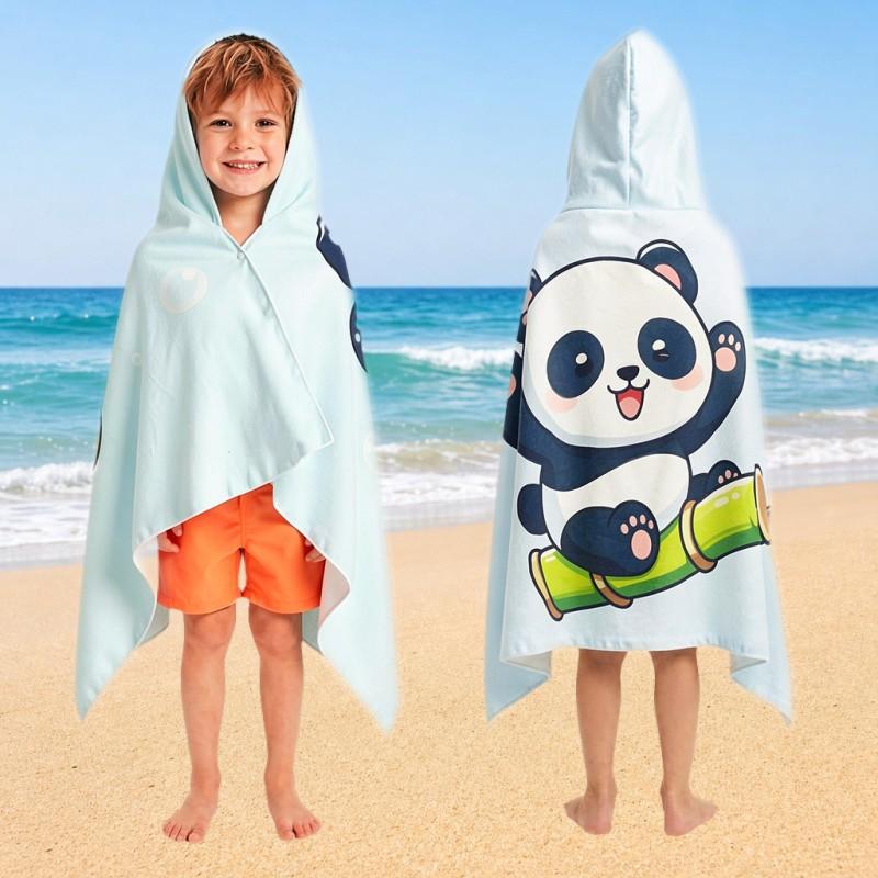 Kids Dinosaur Print Hooded Beach Towel Quick Dry Microfiber Bath Cape Pool Shower Sandproof