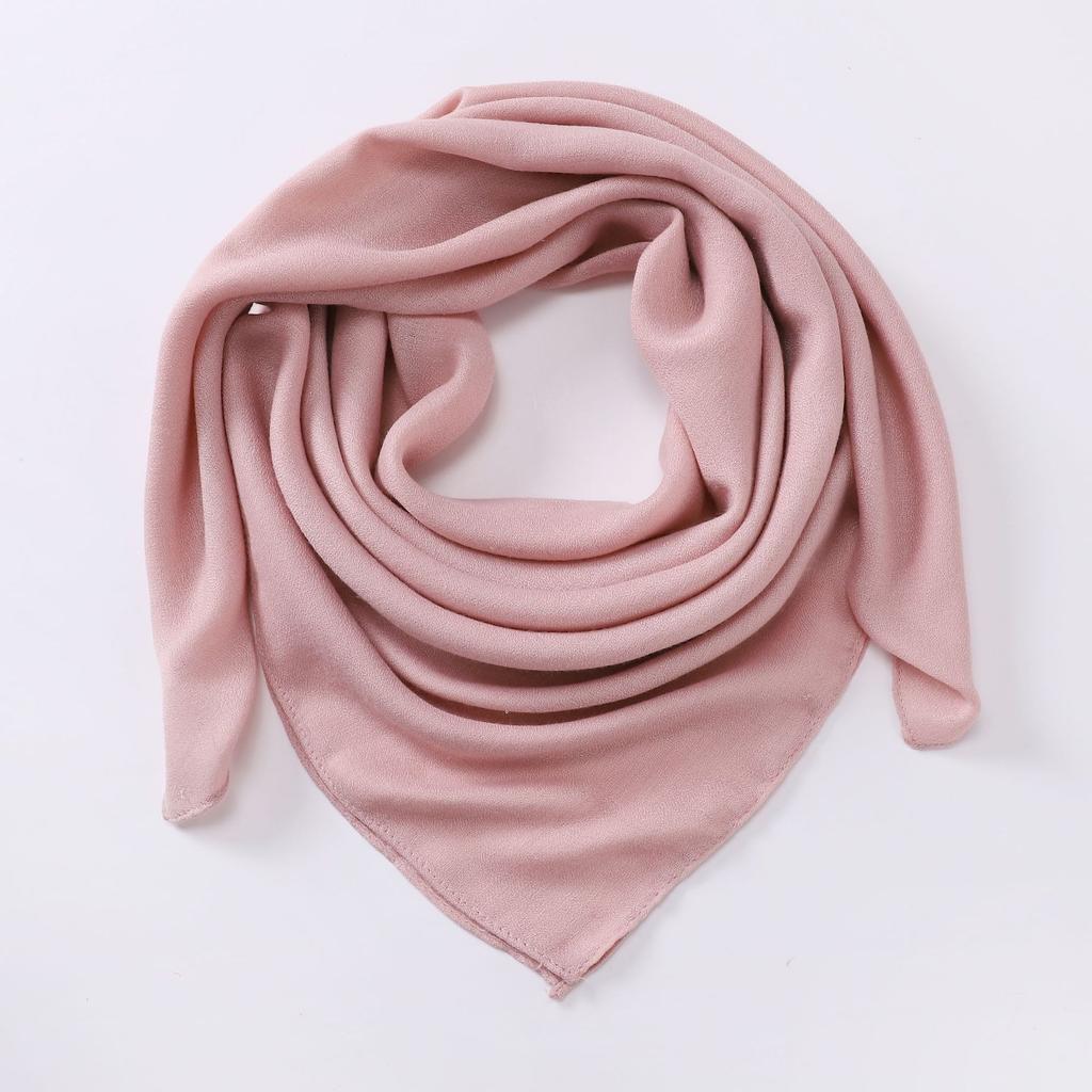 Solid Color Imitation Cotton and Linen Scarf for Women, 90CM Pleated Square Scarf, Headscarf Scarf