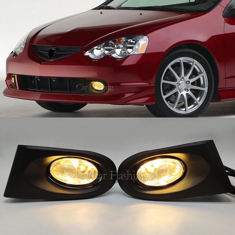 Car Front Bumper Light For Acura RSX 2002 2003 2004 Drive Fog Lamp Harness Kit Fog light cover yellow Lens halogen