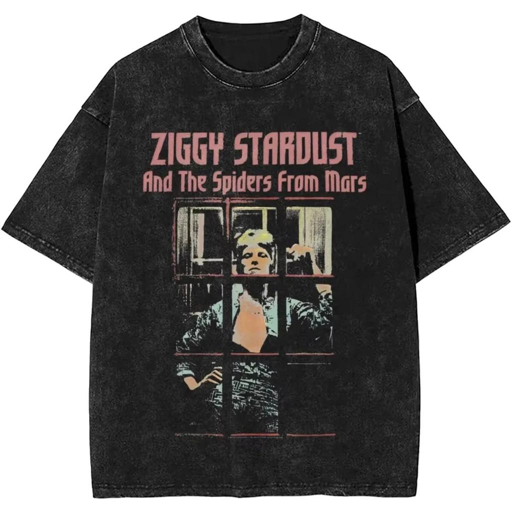 From The s Vintage Washed Graphic Print T Shirt Davids Bowied Vintage Cotton TShirts O Neck Leisure Tees Oversized Clothes