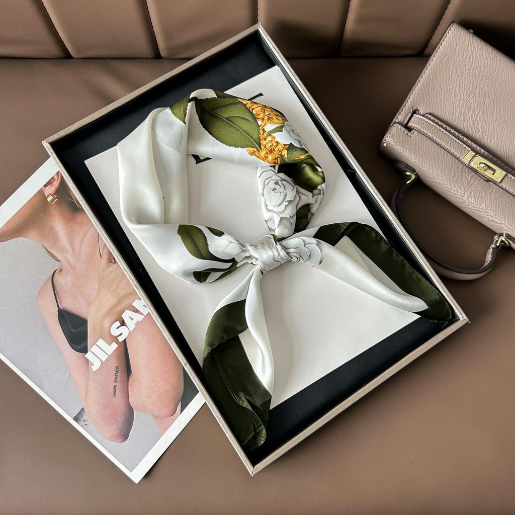 Шелковый шарф женский модный универсальный высокий смысл 70 квадратный шарф защита шеи шарф ретро шарф сумка