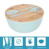 Салатница емкостью 3340 мл с крышкой, вилкой, ложкой, экологически чистый большой набор для сервировки салата из бамбукового волокна