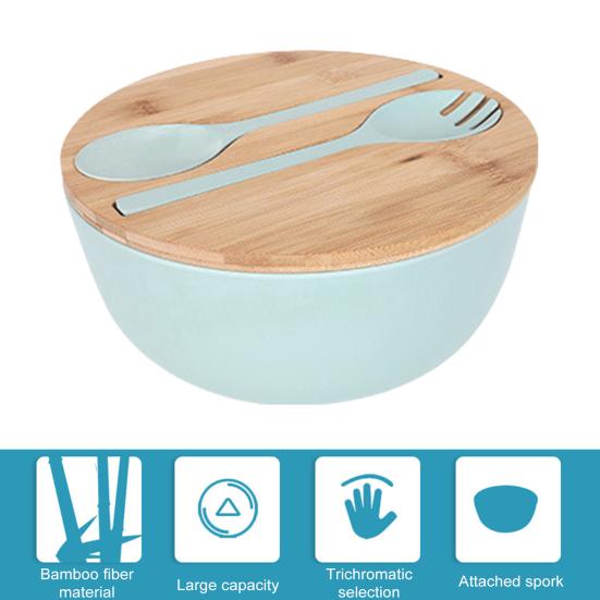 Салатница на 3340 мл с крышкой, вилкой, ложкой, экологически чистый большой набор для сервировки салата из бамбукового волокна для домашней кухни, легкая миска для смешивания салатов, фруктовых макарон