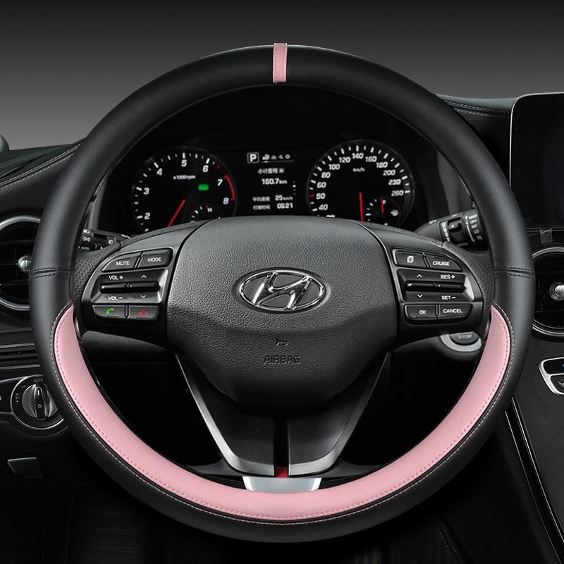 Кожаный чехол на руль автомобиля из микрофибры для Hyundai Veloster II I30 III 2018-2022 Elantra (США)  - 2023 Автоаксессуары