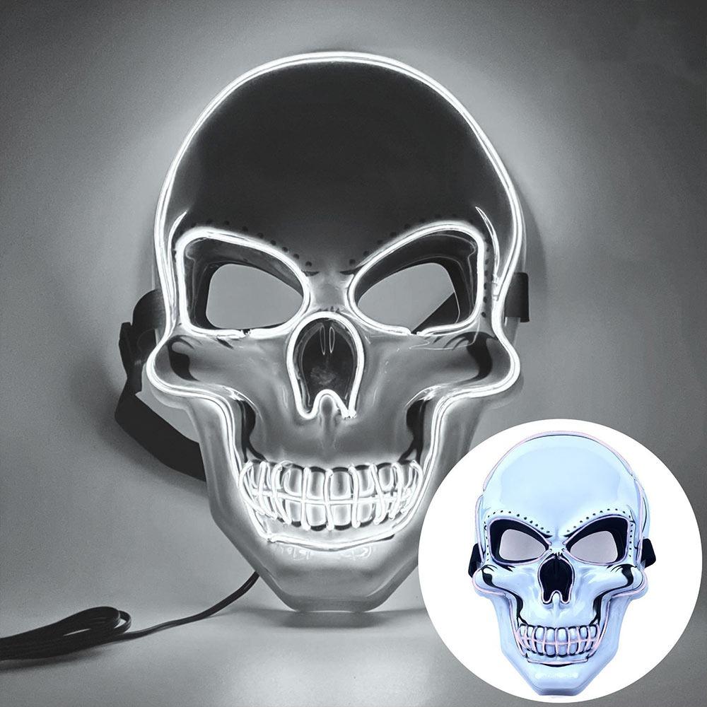 Horror Halloween Skull Mask Halloween LED Light LED Cold Light Mask Cosplay Costume Luminous Skull Mask Party Makeup Ball