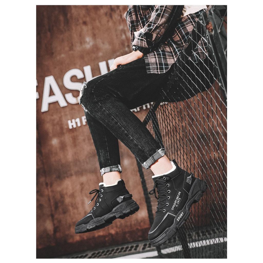 Зимняя рабочая обувь Мужские высокие зимние ботинки Универсальные повседневные ботинки Мартин с плюшевыми теплыми хлопковыми туфлями Рабочая обувь