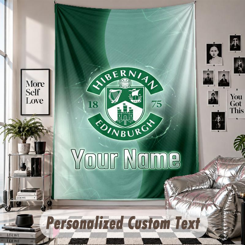 Custom Tapestry Wall Hanging, Hibernian FC Personalized Name Text Home Wall Decor