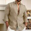 Casual and Fashionable Single-breasted Cotton and Linen Cardigan New Men's Long-sleeved Buttoned Linen All-match Shirt