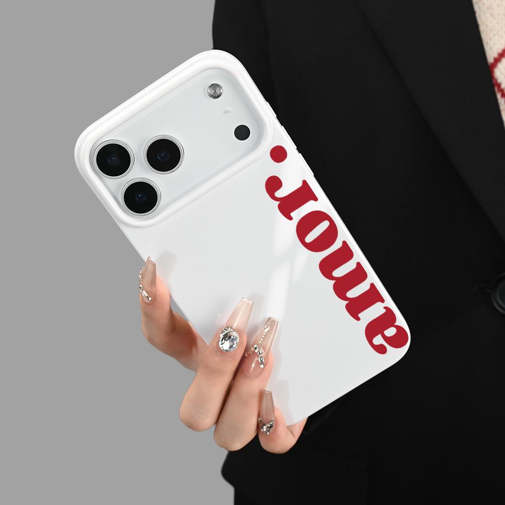 Белый чехол для телефона с красной буквой, подходит для iPhone 17 16 15 14 13 12 11 Pro/Max/Plus, противоударная задняя крышка
