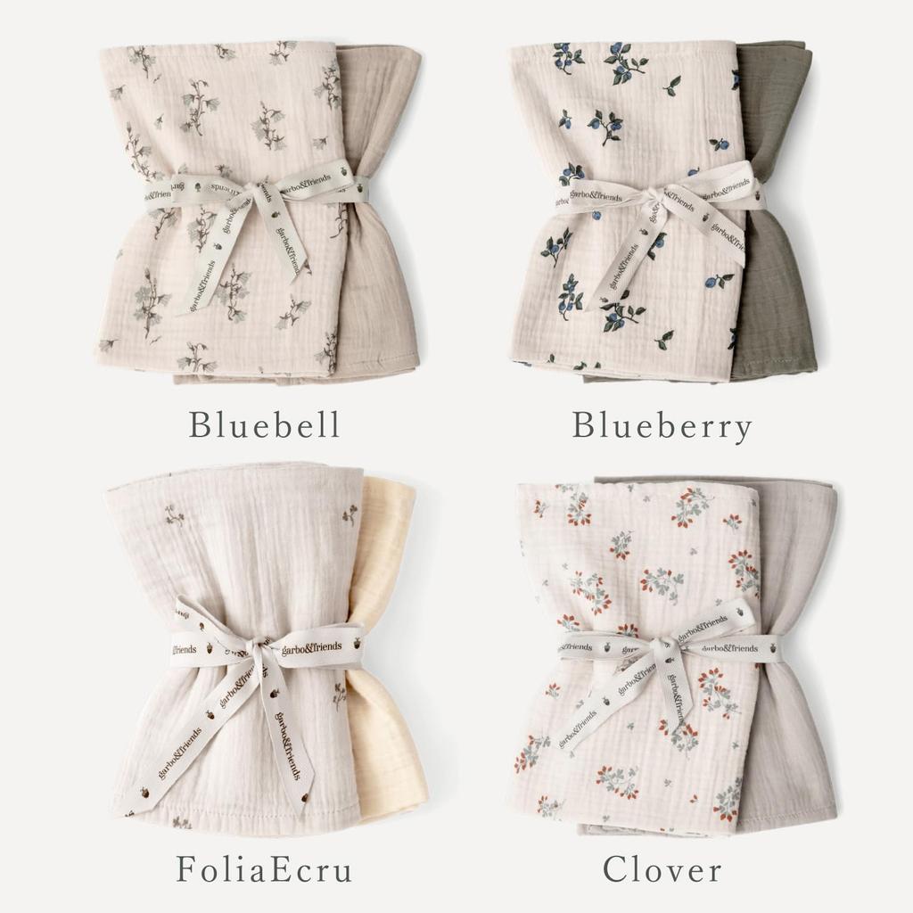 Garbo friends Garbo Friends Пеленальное одеяло из муслина для маленьких детей, комплект из 2 предметов, МУСЛИНОВОЕ ОДЕЯЛО МАЛЕНЬКОЕ, 2 ШТ. & & Черника(2900)