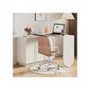 Bureau d'angle - MUVOE - 110 cm - Tables pivotantes 360° - 3 armoires réglables - Blanc