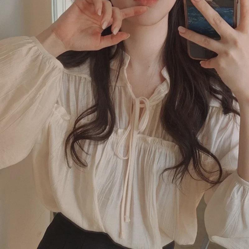 Женский корейский шикарный плиссированный кружевной солнцезащитный топ с длинными рукавами - новый нежный весенний стиль