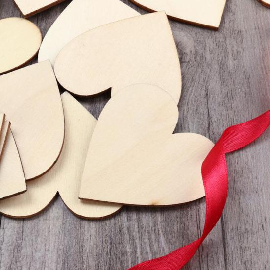50 шт. 60 мм пустые ломтики деревянные сердца любви DIY тарелки свадебные поделки украшения