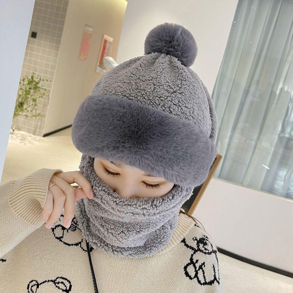 Cap Warmer Thicking Plush Bib Winter Solid Color Windproof Beanie Hat Bib Hat Hat Collar Plush Hat