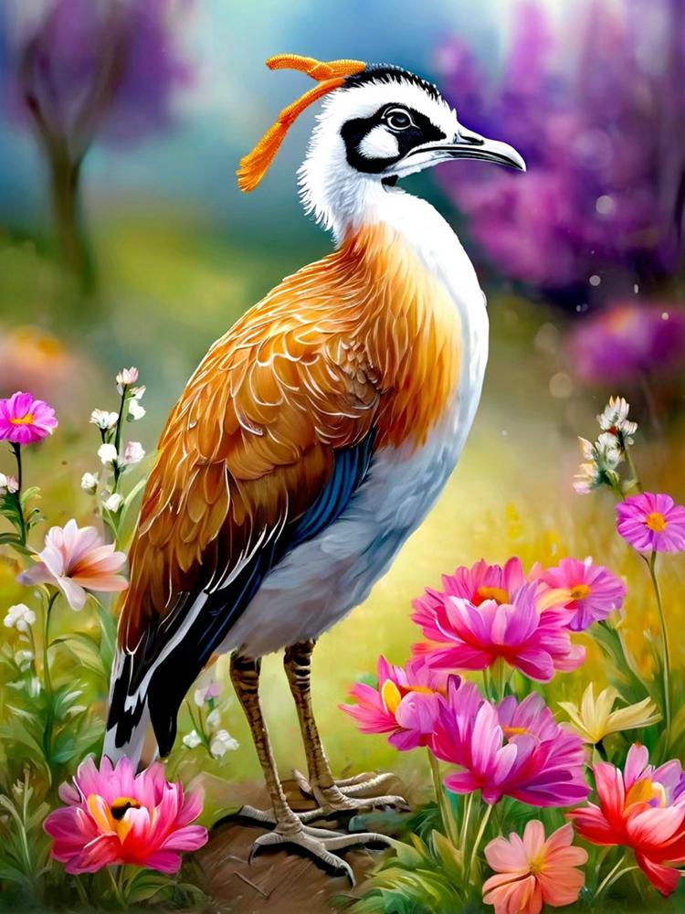 5d Diy Алмазная картина Мозаика Журавль Птица Цветок Полный квадрат Круглый Ювелирные изделия Вышитый крест Животное Ручная работа Украшение на стену