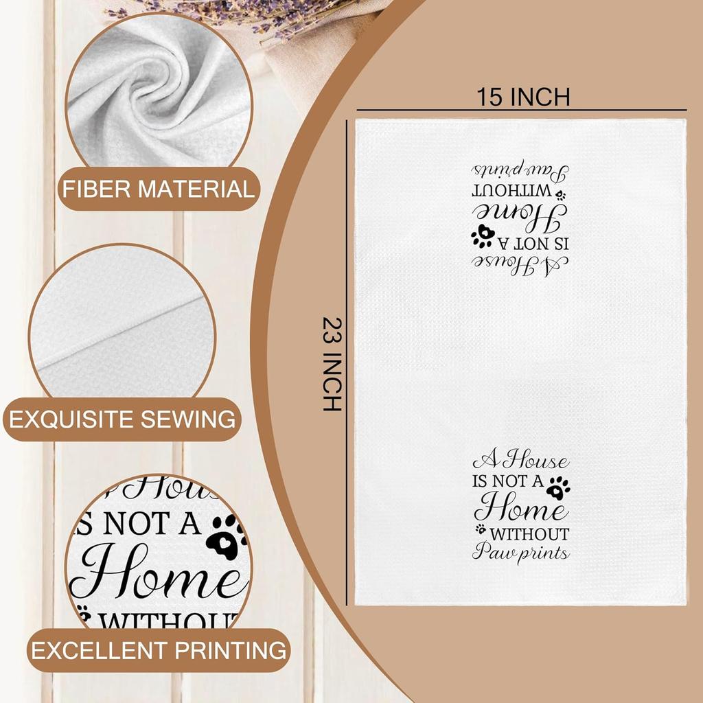 Dog Kitchen Towels Set of 2, Dog Dad Mom Lovers Gifts for Owners Women Men Dish Tea Towels for Kitchen Decor, Pet Lover Gifts Hand Towels for