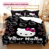 Custom Name,Girly Hello Kitty Pattern Bedding Home Decoration Birthday Gift ( 1 duvet cover + 2 pillowcase, without core),fan merchandise.