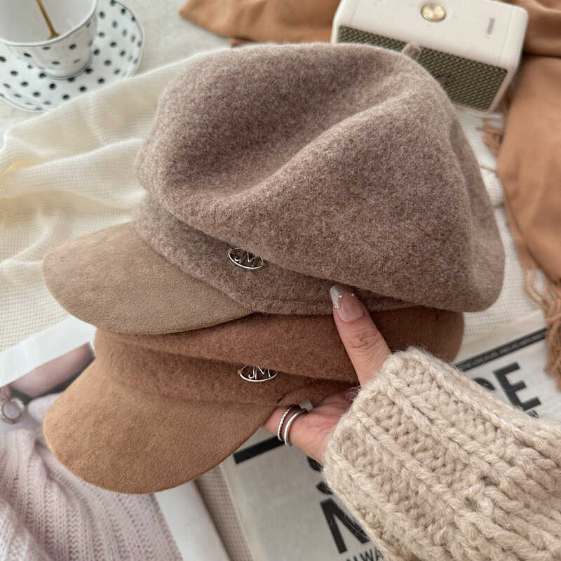 Шерстяная шляпа газетчика женская осенне-зимняя шляпа звездчатый анис облака берет с утиным язычком показывающий лицо маленькая фетровая шляпа в стиле ретро