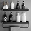 Bathroom Shelf No Drill Organizer Shower Storage Rack Black Corner Shelves Wall Mounted Aluminum Toilet Shampoo Holder Banheiro