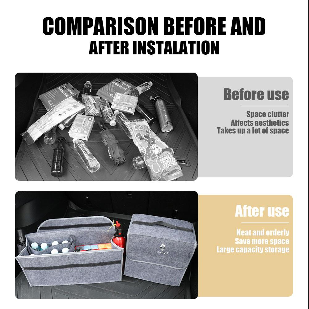 Автомобильная мягкая войлочная сумка-органайзер для хранения Автомобили Складной багажник Автомобильные аксессуары Для Renault Dacia Laguna 2 3 Купе Modus Kadjar Captur Megane 1 2 3 4 CC