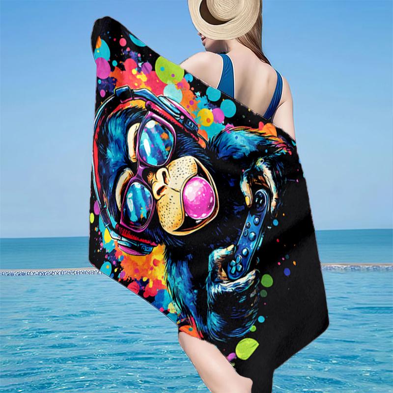 Monkey Gamer Adventure Beach Towel, Super Soft Microfiber, Gift for Her/Him, Birthday, for Pool, Beach, Travel, Home Decor Fan gifts