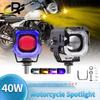 Светодиодный прожектор для мотоцикла, красный, синий, дальний, ближний свет, противотуманные фары 12 В-80 В, мини-линзовая фара дальнего света для квадроцикла, электрического велосипеда UTV