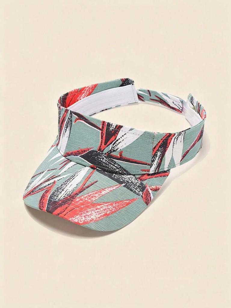 Unisex Printed Visor Cap Sun Protection Outdoor Sports Hat Adjustable For Beach Travel