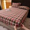 WOSTAR Теплый зимний кашемировое натяжное простыня эластичный наматрасник пушистый коралловый флис клетчатый напечатанный постельное белье для пары 150