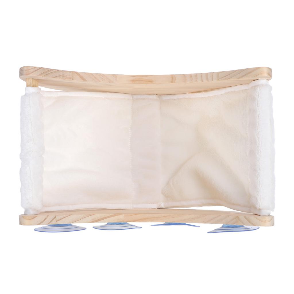 Cat Window Bed with Strong Suction Cup Pine Wood Safe Comfortable Easy to Install Window Mounted Cat Perch