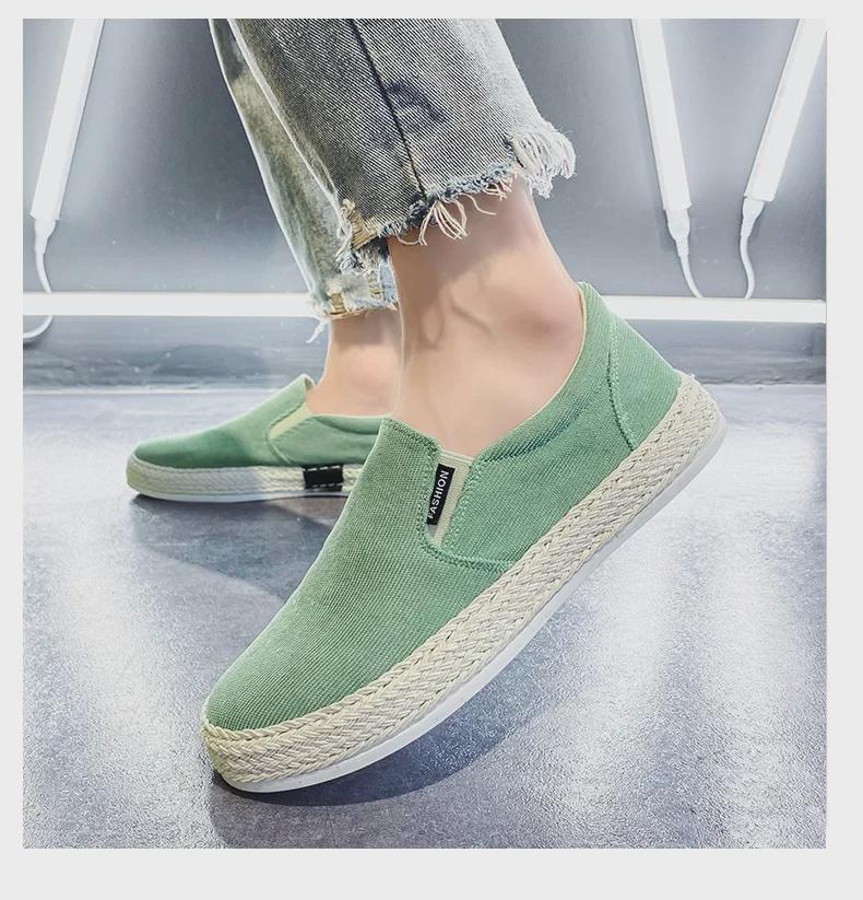 Men's Spring 2024 White Casual Slip-On Canvas Sneakers, Breathable Old Beijing Style