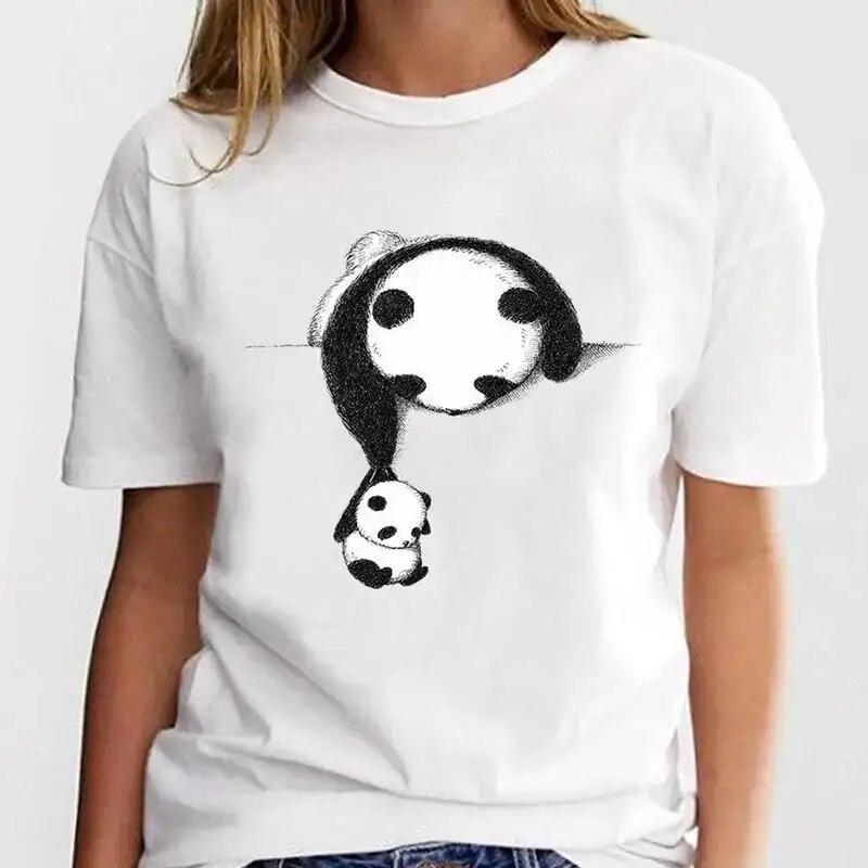 New Panda Lovely Cute T-shirt Clothing Cartoon Graphic Print Short Sleeve Fashion Casual Plus Size T Shirt Women