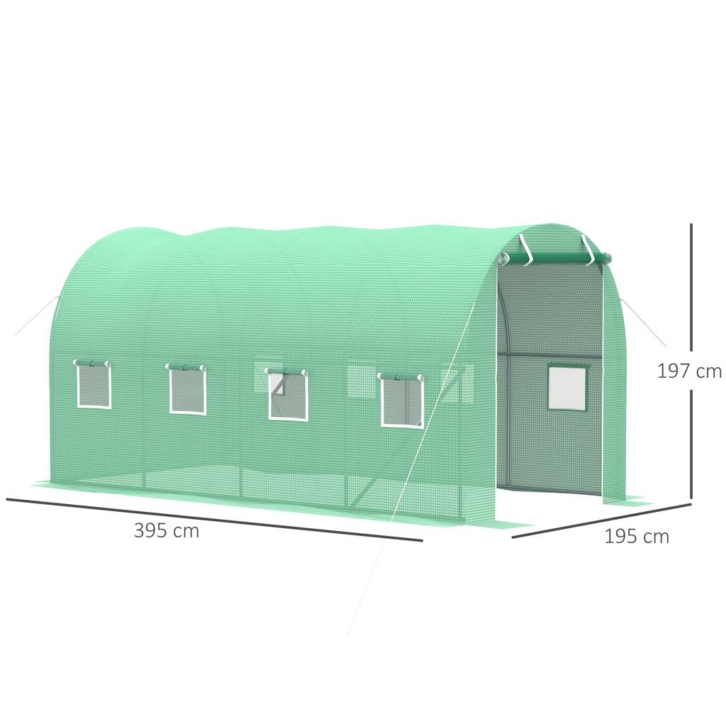 Walk-in Polytunnel Greenhouse, Outdoor Garden Tunnel Greenhouse Tent with Zipped Roll-Up Door and 8 Mesh Windows, 4 x 2M