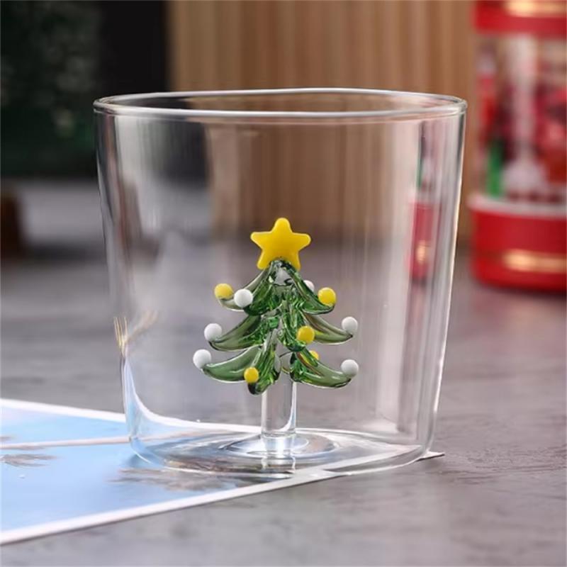 Новая прозрачная стеклянная чашка с двойными стенками, рождественская тема, снежная сцена, стеклянная кофейная чашка, термостойкая, для молока, воды, рождественский подарок